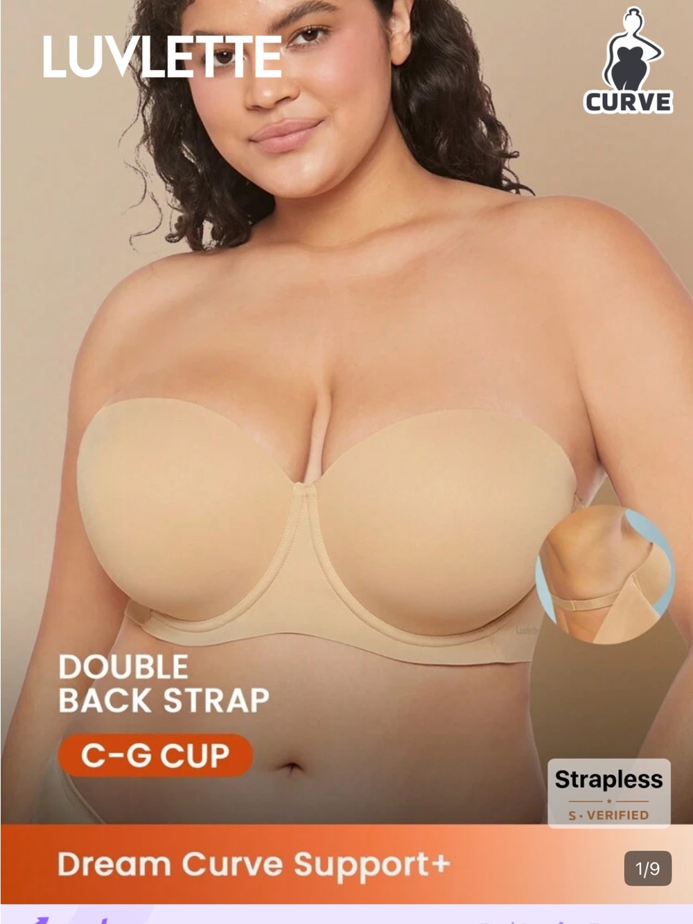 NWT strapless bra size 40DD or 40E. Luvlette collection